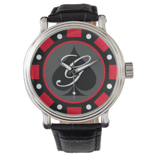Las Vegas gambling poker chip token custom men's Watch