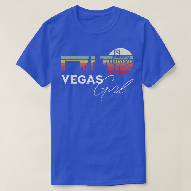 Las Vegas Girl Retro Sunset City Skyline Souvenir T-Shirt (Design Front)