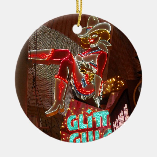 Las Vegas Glitter Gulch Ceramic Tree Decoration (Front)