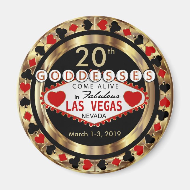 Las Vegas Goddess Poker Chip Design Magnet (Front)