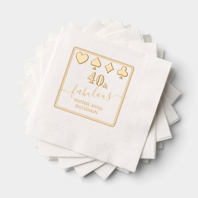 Las Vegas Gold 40 and Fabulous Woman Birthday Foil Napkins (Insitu (Stacked))