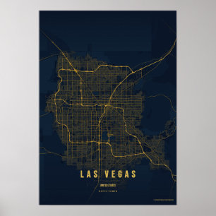 Las Vegas Gold Poster Print Nevada Map Wallart
