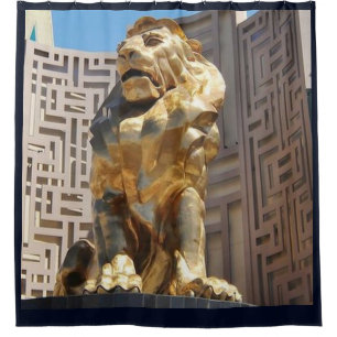 LAS VEGAS GOLDEN LION STATUE SHOWER CURTAIN