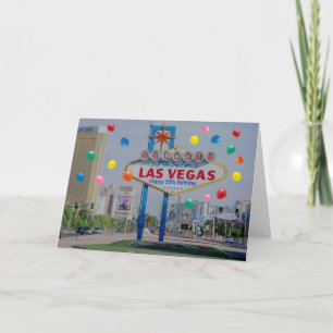 Las Vegas Happy 50th Birthday Card in Blue