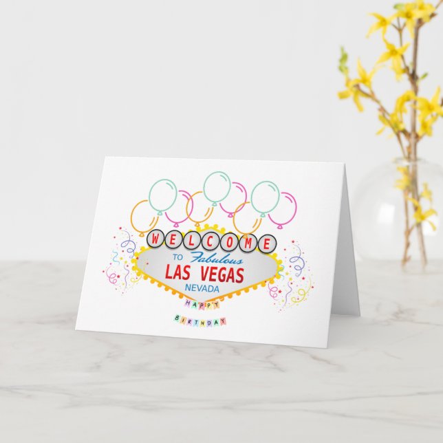 Las Vegas Happy Birthday Cards (Yellow Flower)