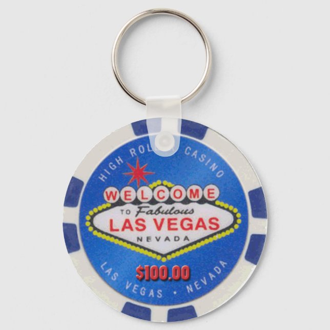 Las Vegas High Roller $100.00 Poker Chip Keychain (Front)
