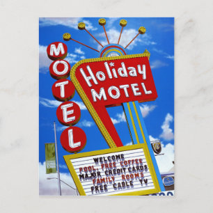 Las Vegas Holiday Motel Retro Neon Postcard
