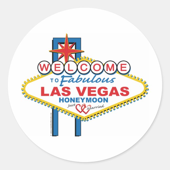 Las Vegas Honeymoon Classic Round Sticker (Front)