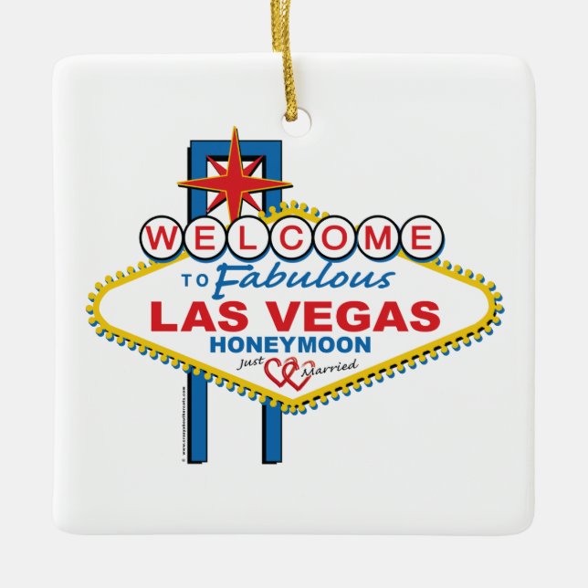 Las Vegas Honeymoon retro Ceramic Ornament (Front)