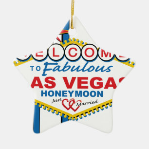 Las Vegas Honeymoon retro Ceramic Tree Decoration