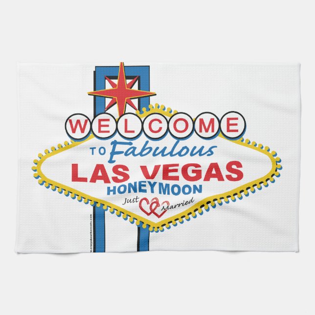 Las Vegas Honeymoon retro Tea Towel (Horizontal)