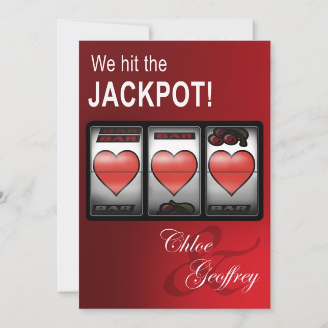 Las Vegas Jackpot Heart Slots Wedding Invitation (Front)