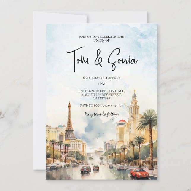 Las Vegas Landscape Wedding Destination Invitation (Front)