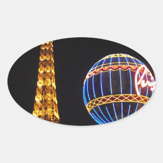 Las Vegas Las Vegas City Illuminated Night Casino Oval Sticker