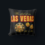 Las Vegas Lights Mr. & Mrs. Newlyweds | black Cushion<br><div class="desc">Stylish, glam throw pillow features Las Vegas in lights, rolling dice, customisable casino chip - perfect keepsake memento gift for the new Mr. & Mrs. Use the CUSTOMIZE IT button to personalise with your own text. Matching invitations and other products available. For questions/requests, email: cheryl@cheryldanielsart.com. "Las Vegas Lights" original design...</div>