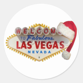Las Vegas logo with Santa Cap Sticker