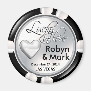 Las Vegas Lucky in Love Casino Chip white Magnet