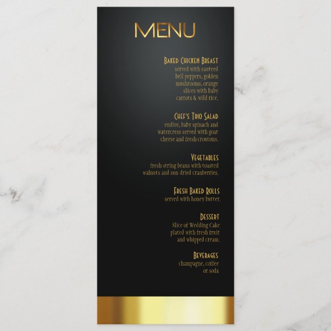 Las Vegas Lucky in Love Dinner Menu black/gold (Front)