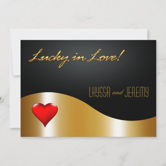 Las Vegas Lucky in Love Wedding gold/black Invitation (Front)