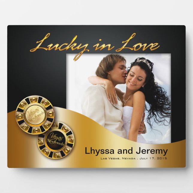 Las Vegas Lucky in Love Wedding Photo Plaque (Front)
