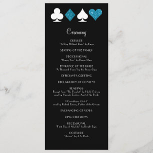 Las Vegas Malibu Blue Glitter Wedding Program Programme