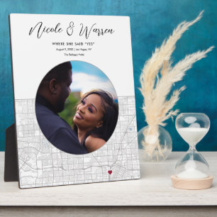 Las Vegas Map Wedding Engagement Photo Gift Plaque