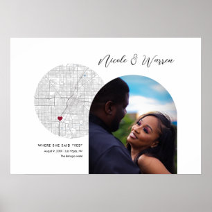Las Vegas Map Wedding Engagement Photo Gift Poster