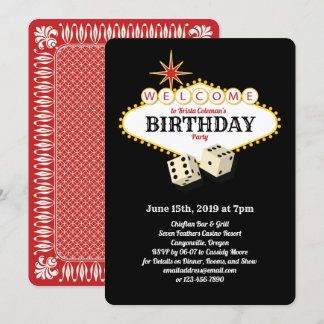 Las Vegas Marquee Birthday Party Black Invitation
