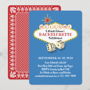 Las Vegas Marquee Birthday Party Blue Invitation