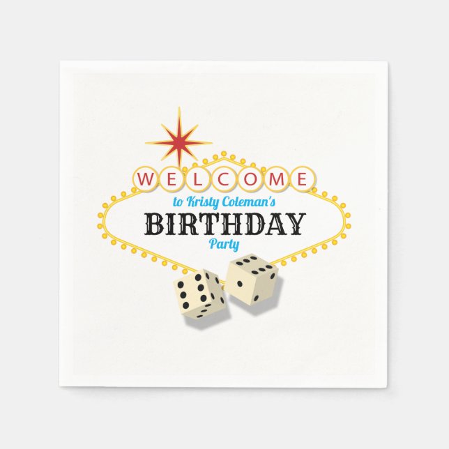 Las Vegas Marquee Birthday Party Napkin (Front)