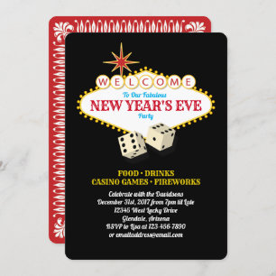 Las Vegas Marquee New Years Eve Party Black Invitation