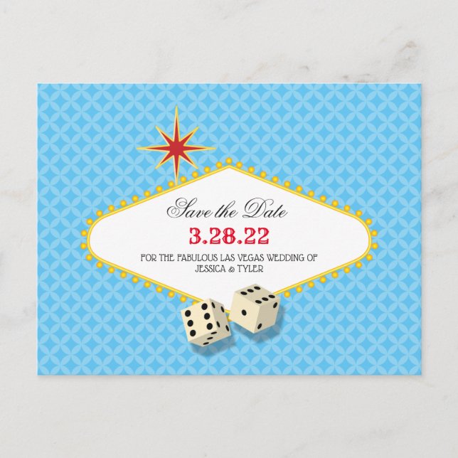 Las Vegas Marquee Save the Date Aqua Postcard (Front)