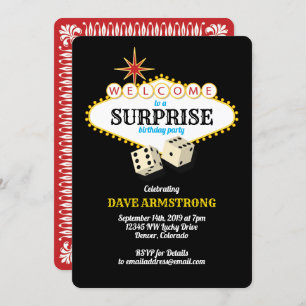 Las Vegas Marquee Surprise Birthday Party Invitation