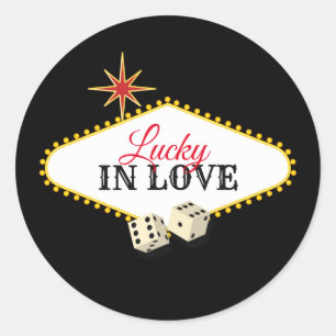 Las Vegas Marquee Wedding in Black Classic Round Sticker