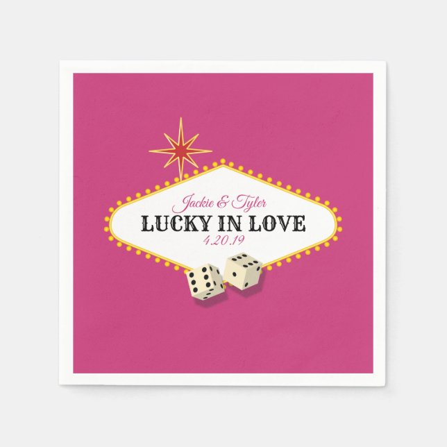 Las Vegas Marquee Wedding in Magenta Napkin (Front)