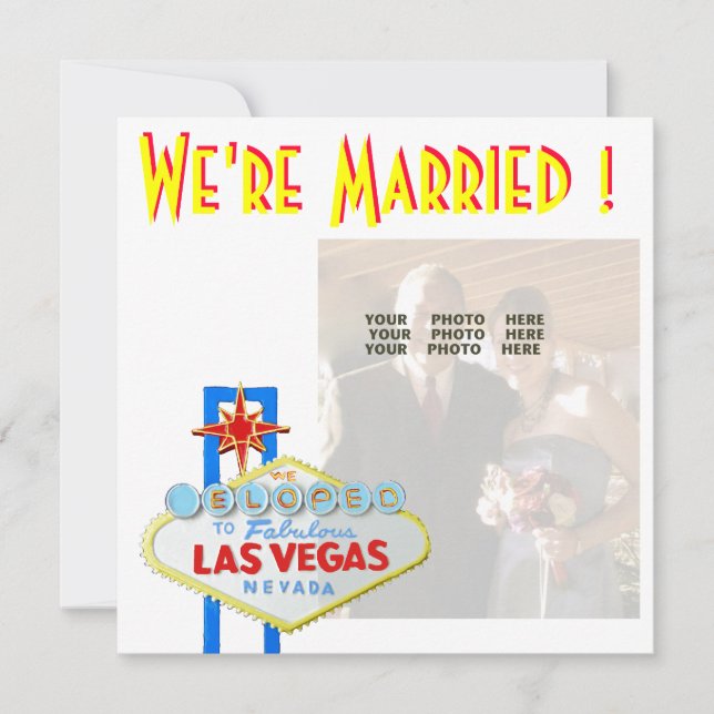 Las Vegas Marriage Announcement  Newlyweds Photo (Front)