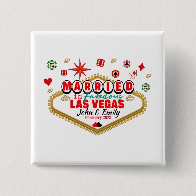 Las Vegas Married Couple Matching Vacation Nevada  15 Cm Square Badge (Front)