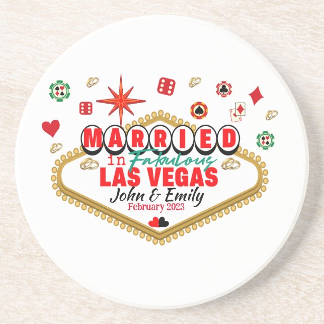 Las Vegas Married Couple Matching Vacation Nevada Coaster (Front)