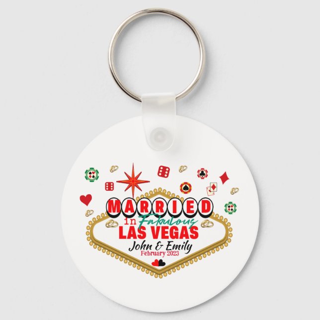 Las Vegas Married Couple Matching Vacation Nevada Key Ring (Front)