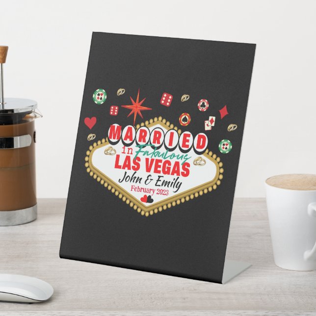 Las Vegas Married Couple Matching Vacation Nevada Pedestal Sign (In SItu)