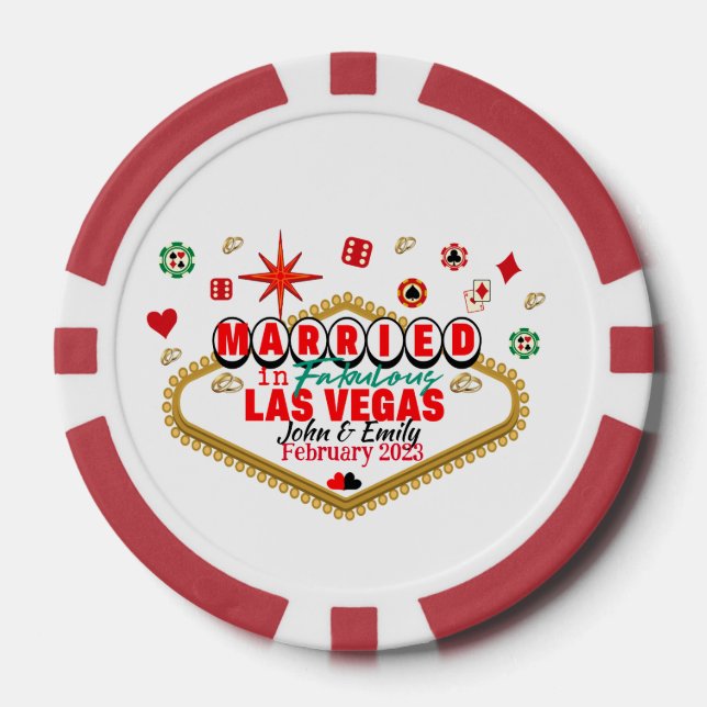Las Vegas Married Couple Matching Vacation Nevada Poker Chips (Front)