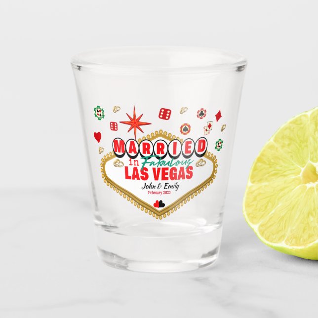 Las Vegas Married Couple Matching Vacation Nevada Shot Glass (Front)