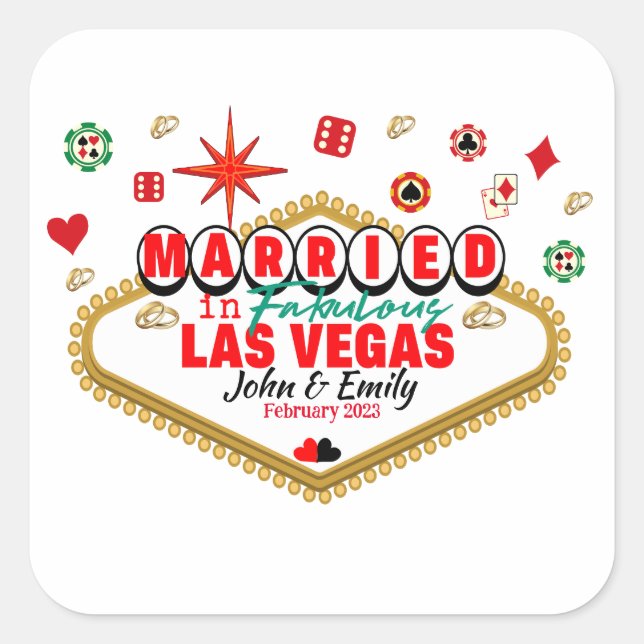 Las Vegas Married Couple Matching Vacation Nevada  Square Sticker (Front)