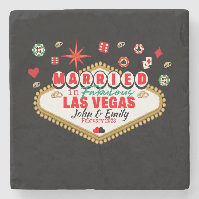 Las Vegas Married Couple Matching Vacation Nevada  Stone Coaster (Front)