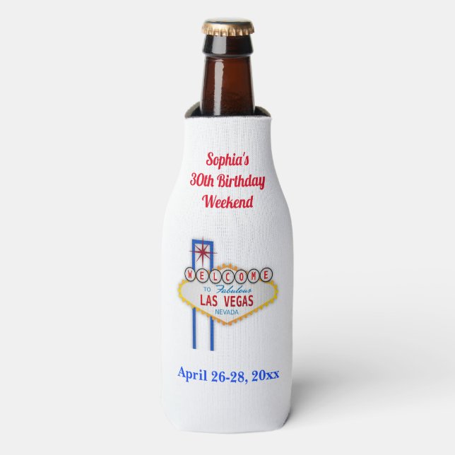 Las Vegas Milestone Birthday Party Favour Bottle Cooler (Bottle Front)