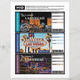 Las Vegas Mock Ticket for Travel and Events