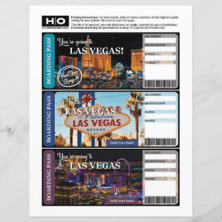 Las Vegas Mock Ticket for Travel and Events