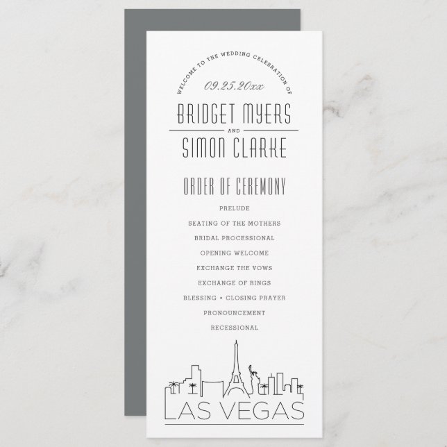 Las Vegas | Modern Deco Wedding Program Invitation (Front/Back)