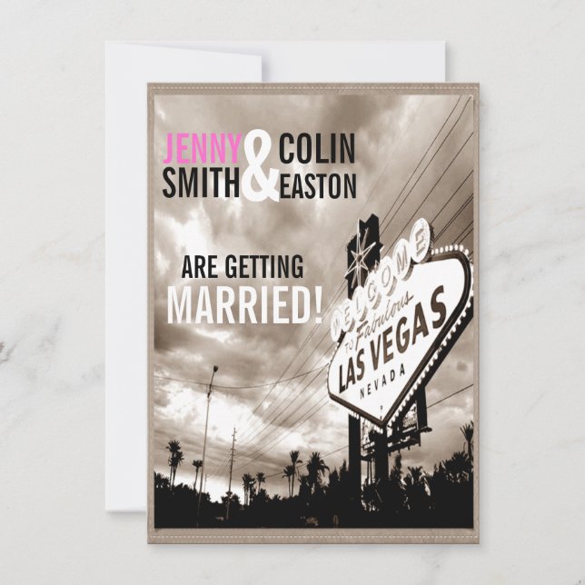 Las Vegas Modern Vintage Sepia Wedding Invitation (Front)