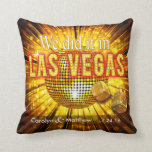 Las Vegas Mr. & Mrs. Wedding Keepsake Cushion<br><div class="desc">Stylish, glitz, faux blinged out and glittery, this contemporary Las Vegas throw pillow has a funky hipster designer look. Matching invitations and other products available. For questions/requests, email: cheryl@cheryldanielsart.com. "Las Vegas Lights" original design by Cheryl Daniels © 2014. NOTE: this pillow does not contain "real" glitter, just artwork that looks...</div>